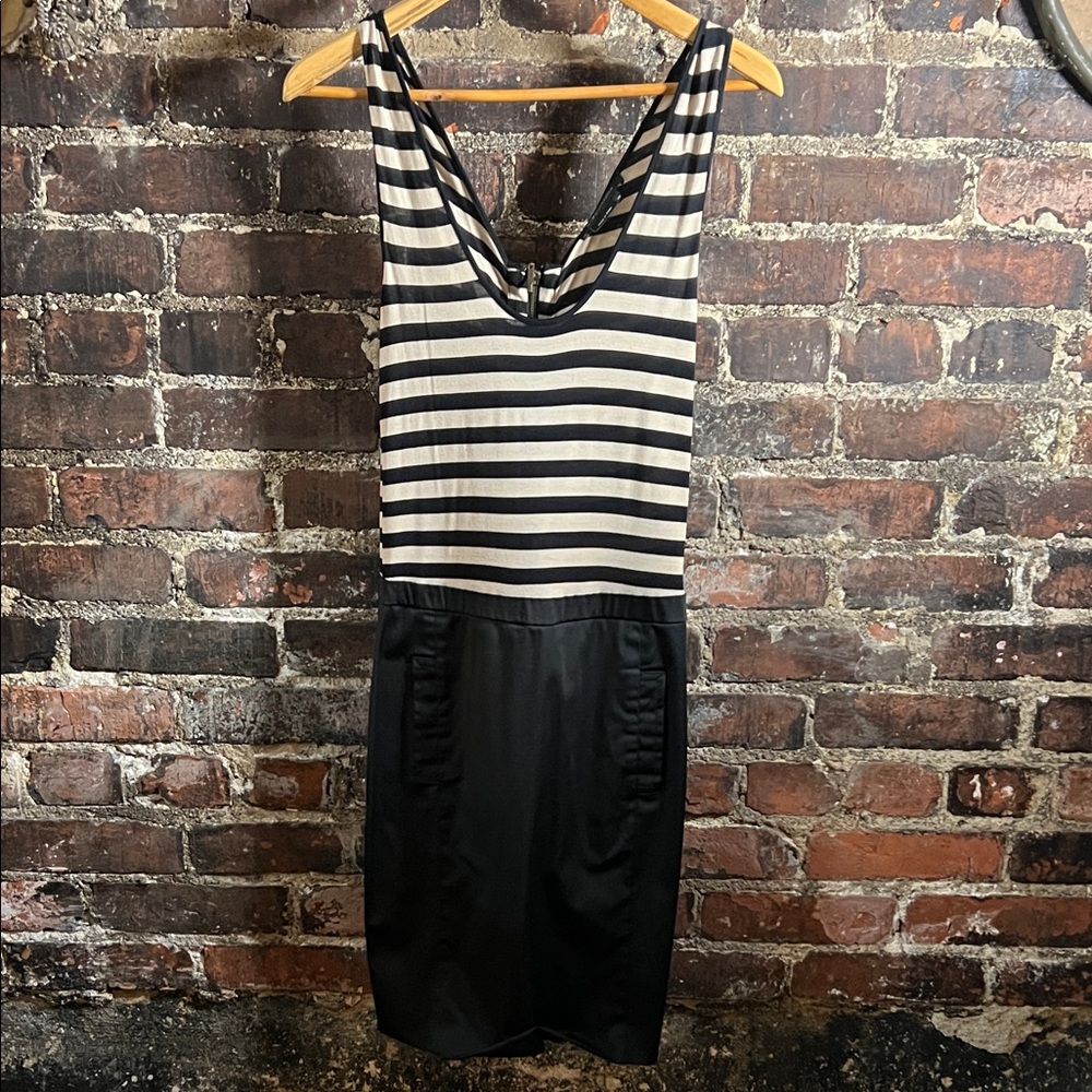 BCBGMaxAzria Black and White Striped Mini Dress